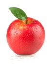 A ripe red apple with green leaf Royalty Free Stock Photo