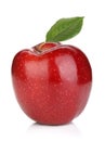 Ripe red apple with green leaf Royalty Free Stock Photo