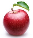 Ripe red apple with a leaf. Royalty Free Stock Photo