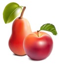 Ripe red apple and pear. Royalty Free Stock Photo