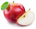 Ripe red apple with piece of apple. Royalty Free Stock Photo