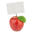 Ripe red apple with price tag Royalty Free Stock Photo