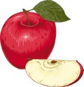 Ripe Red Apple and Slice Royalty Free Stock Photo