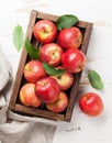 Red apples in wooden box Royalty Free Stock Photo