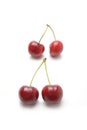 Ripe red cherry berries isolated on white background. Royalty Free Stock Photo