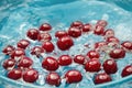 Ripe cherry in water, washed