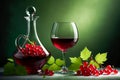 ripe red currant wine in a glass isolated on a green background Royalty Free Stock Photo