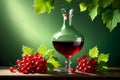 ripe red currant wine in a glass isolated on a green background Royalty Free Stock Photo