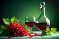 ripe red currant wine in a glass isolated on a green background Royalty Free Stock Photo