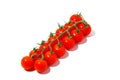 Ripe red fresh cherry tomatoes on green branch isolated on white background Royalty Free Stock Photo