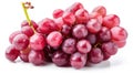 Ripe red grape. Pink bunch with leaves isolated on white. With clipping path, generative ai Royalty Free Stock Photo