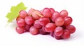 Ripe red grape. Pink bunch with leaves isolated on white. Full depth of field. generative ai Royalty Free Stock Photo