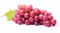 Ripe red grape. Pink bunch with leaves isolated on white. Full depth of field. generative ai Royalty Free Stock Photo