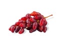 Ripe red grapes isolated on a white background.