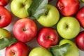 Ripe red and green apples on table, flat lay Royalty Free Stock Photo
