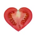 Heart-shaped tomato on white background Royalty Free Stock Photo