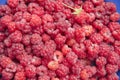Ripe red healthy raspberry fruit background