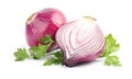 Ripe red onions and parsley Royalty Free Stock Photo