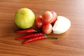 Ripe red peppers ,lemon and ripe red tomatoes Royalty Free Stock Photo