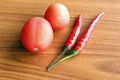 Ripe red peppers and ripe red tomatoes Royalty Free Stock Photo