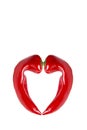 Ripe red peppers similar to headphones