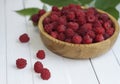 Ripe red raspberries in a bowl Royalty Free Stock Photo