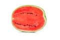 Ripe red round watermelon on a cut. Isolated on white background Royalty Free Stock Photo