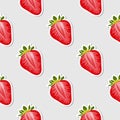 Ripe red strawberry halves seamless pattern. Royalty Free Stock Photo