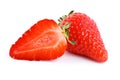 Ripe red strawberry. Whole and half Royalty Free Stock Photo