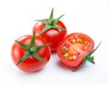 Ripe red tomatoes isolated on white bakground