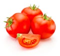Ripe red tomatoes vegetable with cut isolated on white background Royalty Free Stock Photo