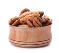 Ripe shelled pecan nuts in bowl Royalty Free Stock Photo