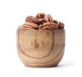 Ripe shelled pecan nuts in bowl Royalty Free Stock Photo