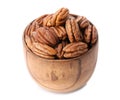 Ripe shelled pecan nuts in bowl Royalty Free Stock Photo