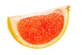 Ripe slice of pink grapefruit citrus fruit isolated on white background. File contains clipping path Royalty Free Stock Photo