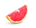 Ripe slice of pink grapefruit citrus fruit isolated on white background Royalty Free Stock Photo