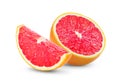 Ripe slice of pink grapefruit citrus fruit isolated on white background Royalty Free Stock Photo