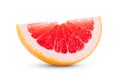 Ripe slice of pink grapefruit citrus fruit on white background Royalty Free Stock Photo