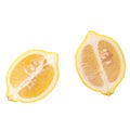 Ripe slice of yellow lemon citrus fruit isolated over white background Royalty Free Stock Photo