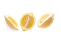 Ripe slice of yellow lemon citrus fruit isolated over white background Royalty Free Stock Photo