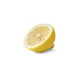 Ripe slice of yellow lemon citrus fruit an isolated on white background with clipping path Royalty Free Stock Photo