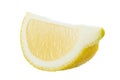 Ripe slice of yellow lemon citrus fruit isolated on white background close up. File contains clipping path Royalty Free Stock Photo
