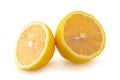 Ripe slice of yellow lemon citrus fruit isolated over white background Royalty Free Stock Photo