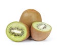 Ripe sliced kiwi fruit isolated on white Royalty Free Stock Photo