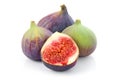 Ripe sliced purple and green fig fruit isolated Royalty Free Stock Photo