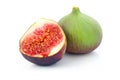 Ripe sliced purple and green fig fruit isolated Royalty Free Stock Photo