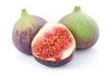 Ripe sliced purple and green fig fruit isolated Royalty Free Stock Photo