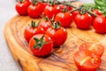 Ripe small round sweet red cherry tomatoes close up Royalty Free Stock Photo