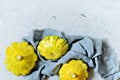 Ripe squash on a gray background. Royalty Free Stock Photo