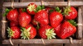 Ripe strawberries in a charming wooden storage basket for a delightful touch of rustic elegance